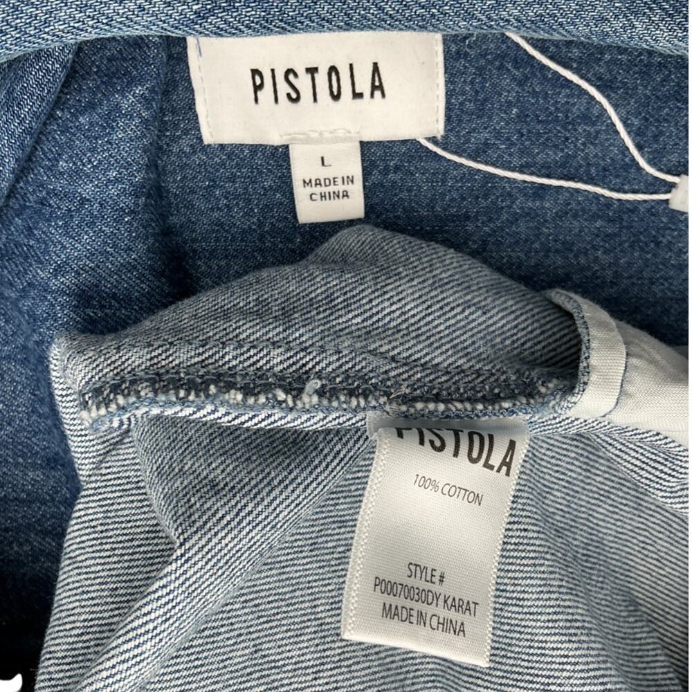 Pistola Denim Oversized Blue Elle Shirtdress Size L - Picture 4 of 4